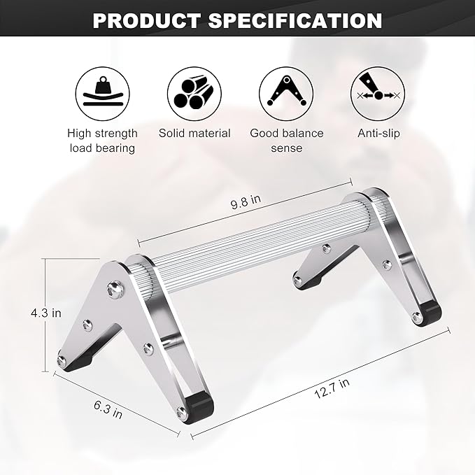 Push Up Bar - Heavy-Duty Stainless Steel Pushup Stands with Non-Slip Base, 500LB Capacity, Portable Home Gym Equipment for Strength Training & Floor Workout