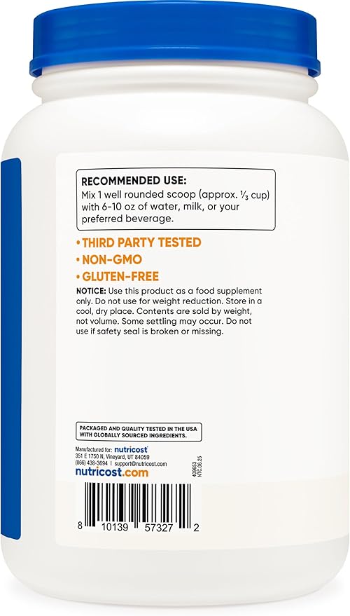 Nutricost Whey Protein Concentrate (Unflavored) 2LBS - Gluten Free & Non-GMO