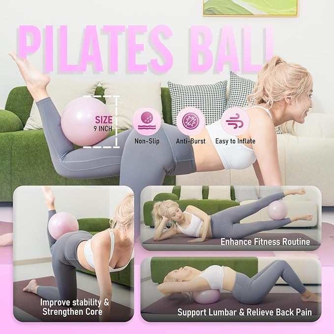 JKSHMYT Silicone Pilates Ring-14.5" Home Pilates kit with Padded Handles, Mini Ball, Resistance Bands, Guide & Bag, Better me Pilates Essentials Circle Set for Workouts Women