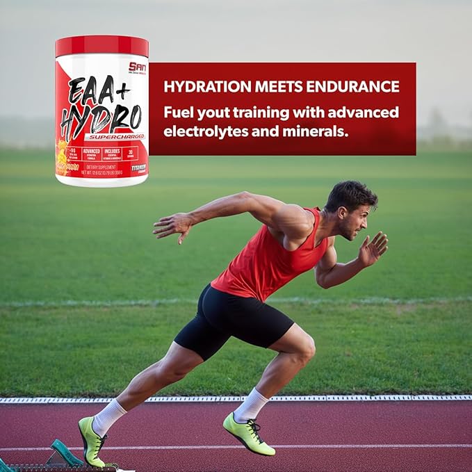 SAN EAA Hydration | EAAs + BCAA| Muscle Recovery & Intra | 9G Essential Amino Acids + Electrolytes | Mango Mania 30 Serving