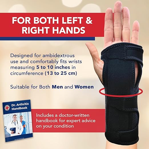Dr. Arthritis Day & Night Support Carpal Tunnel Wrist Brace, Adjustable Hand Splint with Cushion Padding for Wrist Pain Relief, Right & Left Carpal Tunnel Wrist Brace, Fits Both Hands (1 Pack)