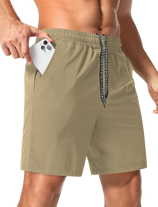 Aolesy Men's 5''/7'' Running Shorts Quick Dry Workout Gym Shorts with Pockets, Tennis Training Athletic(Linerless & Liner)