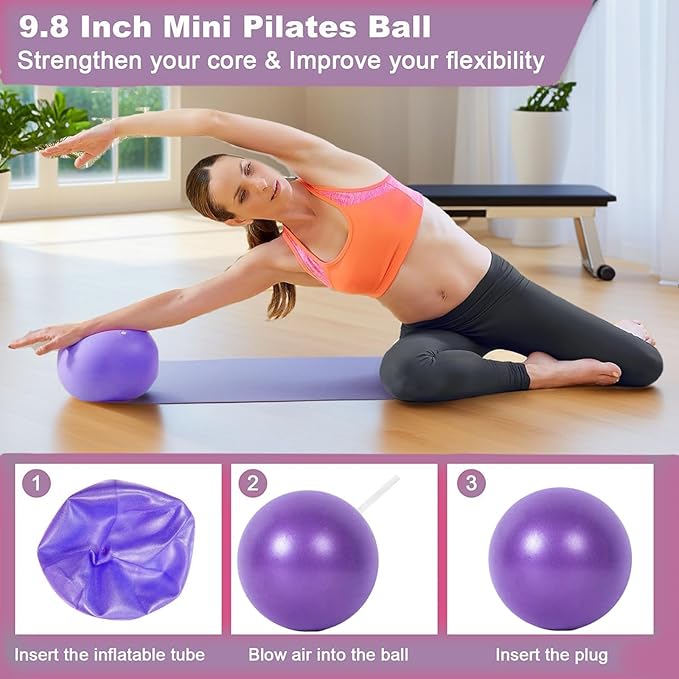 Pilates Essentials Kit for Women, Yoga Exercise Equipment Set for Home Workouts with Mini Ball, Resistance Bands, Sliding Disks & Accessories - Fitness Set for Yoga & Pilates Beginners