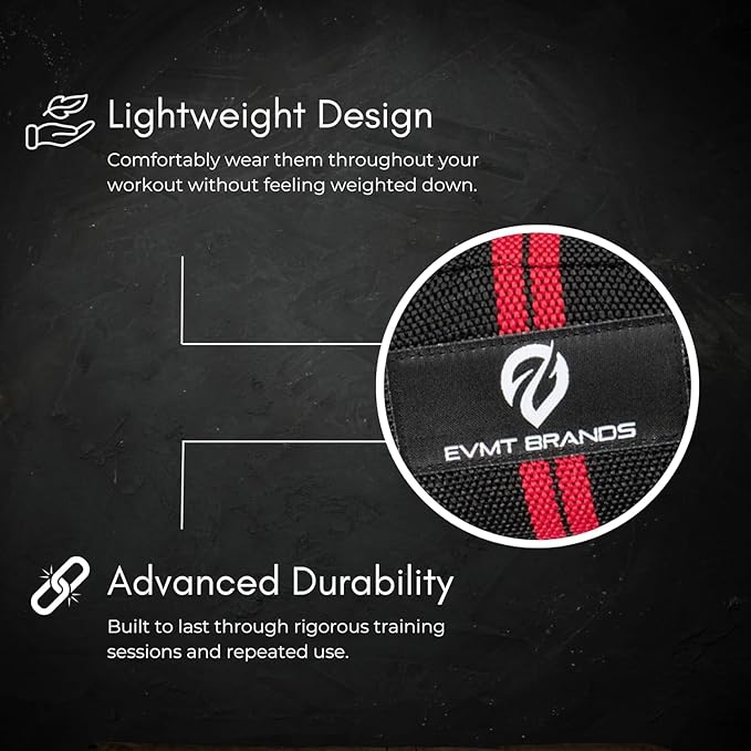 EVMT Premium Weightlifting Wrist Wraps 18in. Durable Straps for Weightlifting, Enhanced Wrist Support. Ideal Lifting Straps for Strength Training.