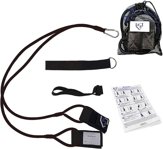 BB Bands Baseball Softball Resistance Training Bands - Arm Strength, Pitching Conditioning Equipment, 3 Strengths (Youth, Adult, Heavy), 7 Colors, Includes Anchor Strap, Door Mount, Bag, Workout Guide
