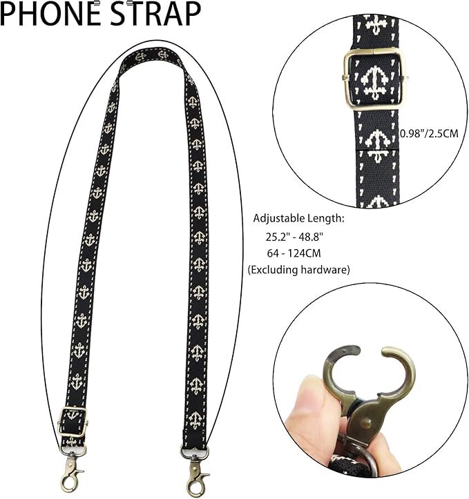 Adjustable 1" Width Phone Crossbody Lanyard and Wristlet Strap - Gift For The Lover In Your Life