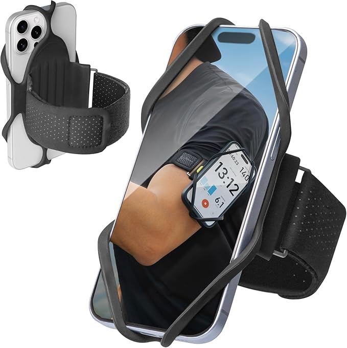 BONE Run Tie 3, Running Phone Armband, Skin-Friendly Silicone Sport Armband with Dual Layer Structure for Heat-Dissipation, Workout Phone Holder for iPhone and 4-7"-7.2" Smartphones (Size S)
