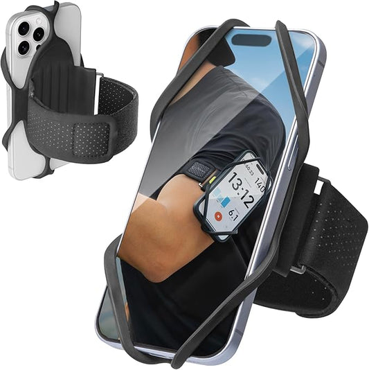 BONE Run Tie 3, Running Phone Armband, Skin-Friendly Silicone Sport Armband with Dual Layer Structure for Heat-Dissipation, Workout Phone Holder for iPhone and 4-7"-7.2" Smartphones (Size S)