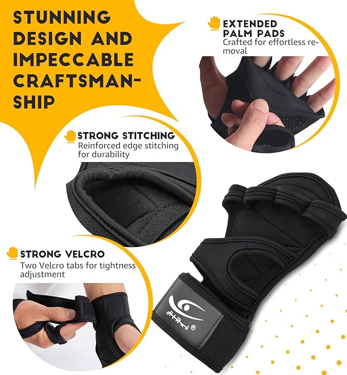 HiRui Ventilated Workout Gloves for Men Women, Built-in Wrist Wraps and Non-Slip Palm Silicone to Avoid Calluses, Exercise Gym Gloves for Training Powerlifting Weightlifting