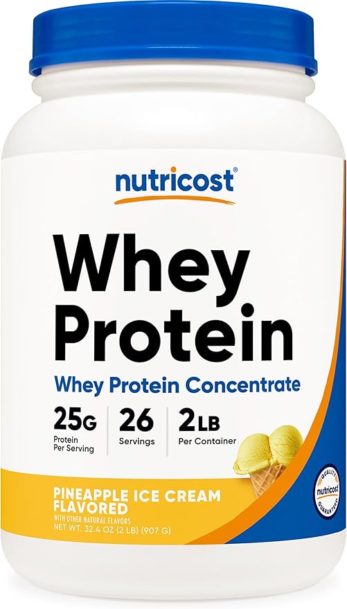 Nutricost Whey Protein Powder Pineapple (2 LBS) - Gluten-Free, GMO-Free, from Whey Protein Concentrate