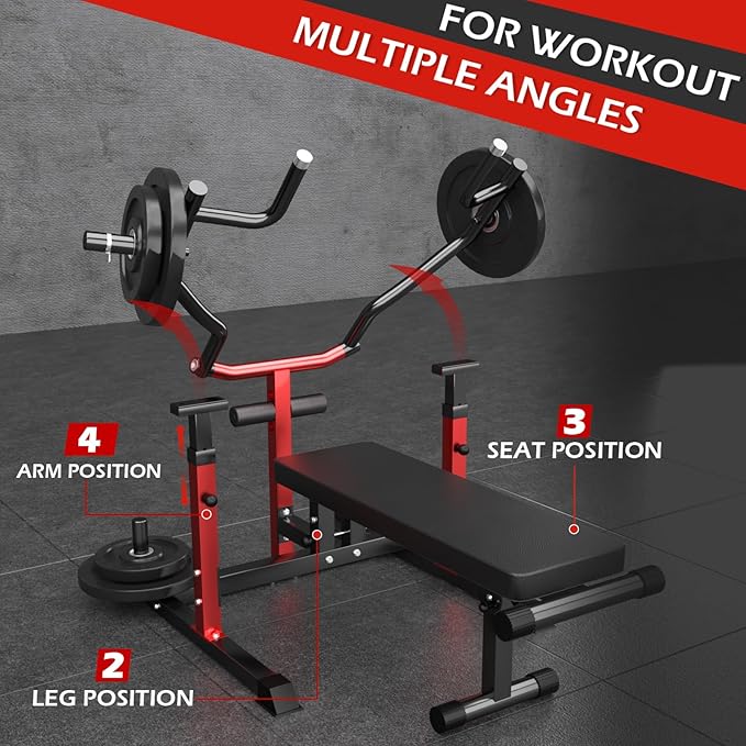 Chest Press Machine Upgraded, 1250LBS Foldable Bench Press Machine with Independent Converging Arms, Adjustable Height Chest Press Machine Space Saving Weight Bench, AB Workout Home Gym Equipment