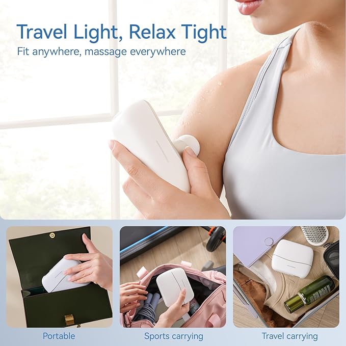 KingPavonini Mini Massage Gun with All-in-One Storage Case, Pocket-Sized Small Massage Gun Deep Tissue, 0.5 lbs Portable Percussion Massager for Travel, Gym, Gift for Women Men