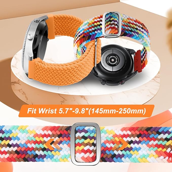 2 Pack Quick Release Braided Bands - 18mm 19mm 20mm 22mm 24mm Solo Loop Adjustable Soft Band for Women Men