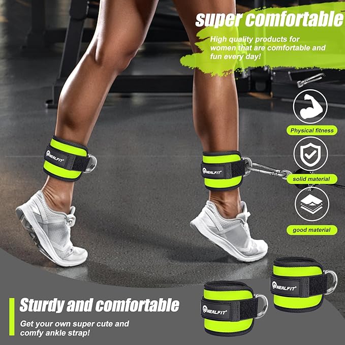 Ankle Strap for Cable Machine, Gym Ankle Cuff for Kickbacks, Leg Extensions, Glute Workouts, Booty Hip Abductors Exercise for Women and Men