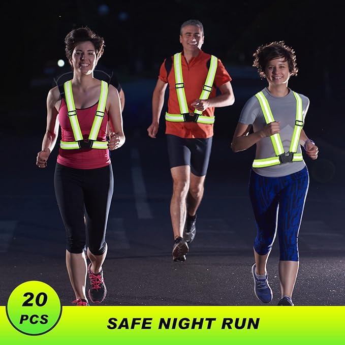 Hercicy 50 Pcs Reflective Vest High Visibility Safety Vests, Adjustable Bright Neon Lightweight Strap Gear (Yellow)