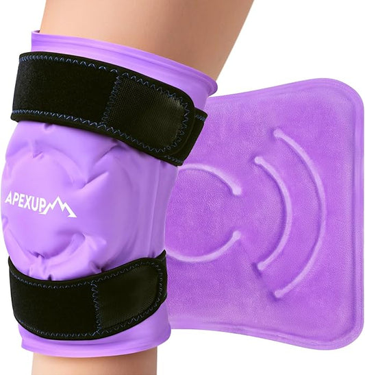 APEXUP Ice Pack for Knee Pain Relief, Large Reusable Wrap After Surgery, Flexible Gel Cold Pack for Injuries, Pain Relief for Back, Shoulder, Elbow, Ankle and Leg (Purple, XXL, 1PK)