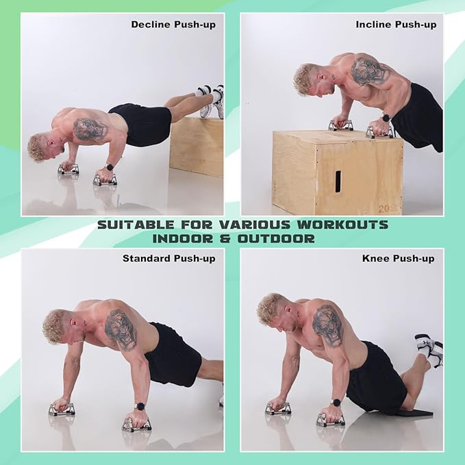 Push Up Stand, Pushup Handles with Aluminum Alloy Grips for Strength Training, Heavy-duty Push Up Bars with Anti-slip, Odor-free Silicone Pads,1 Pair