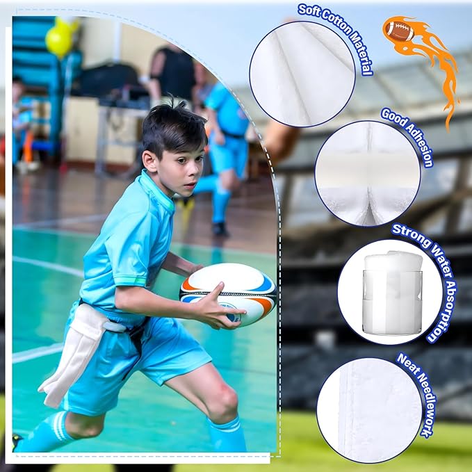 Shimeyao 2 Pcs Cotton Sports Football Towel with Closure Pitching Football Sweat Towel for Sports Gym Men Women Accessories(White,Classic)