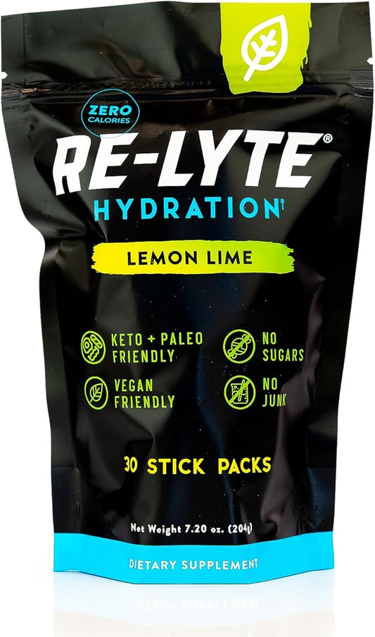 REDMOND Re-Lyte Electrolyte Drink Powder Mix (Lemon Lime), 30 Stick Packs