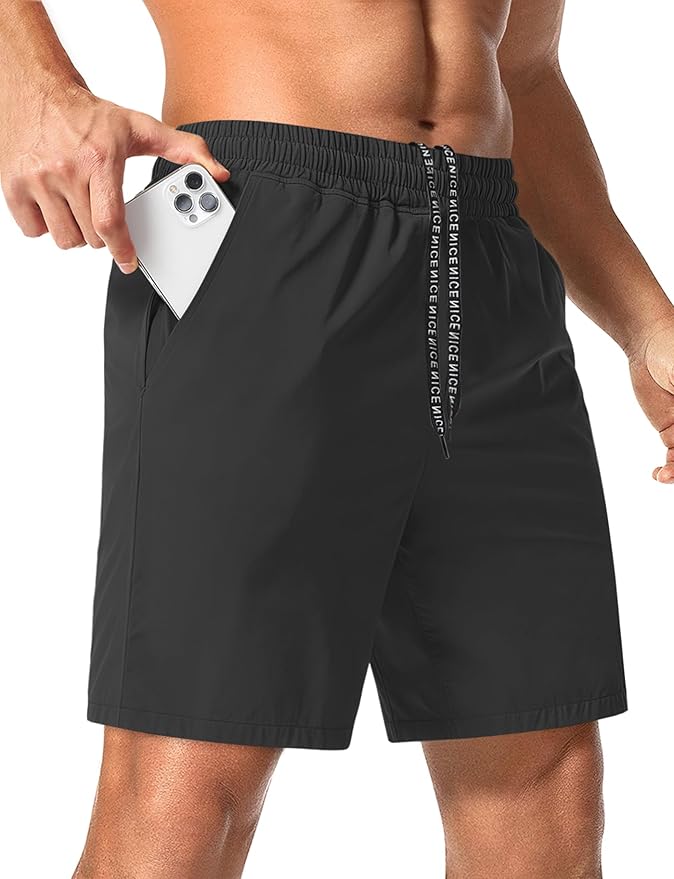 Aolesy Men's 5''/7'' Running Shorts Quick Dry Workout Gym Shorts with Pockets, Tennis Training Athletic(Linerless & Liner)