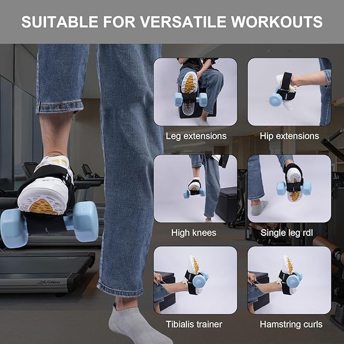 2Pcs Dumbbell Foot Attachment for Leg Workout at Home, Ankle Straps for Weights, Tibialis Trainer, Hip Flexors Exercise Tool for Women and Men
