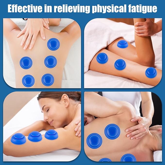Silicone Cupping Therapy Sets-10pcs Professional Vacuum Cupping for Myofascial Massage/Joint Pain/Anti Cellulite/Deep Muscle Relief & More(10pcs,Blue)