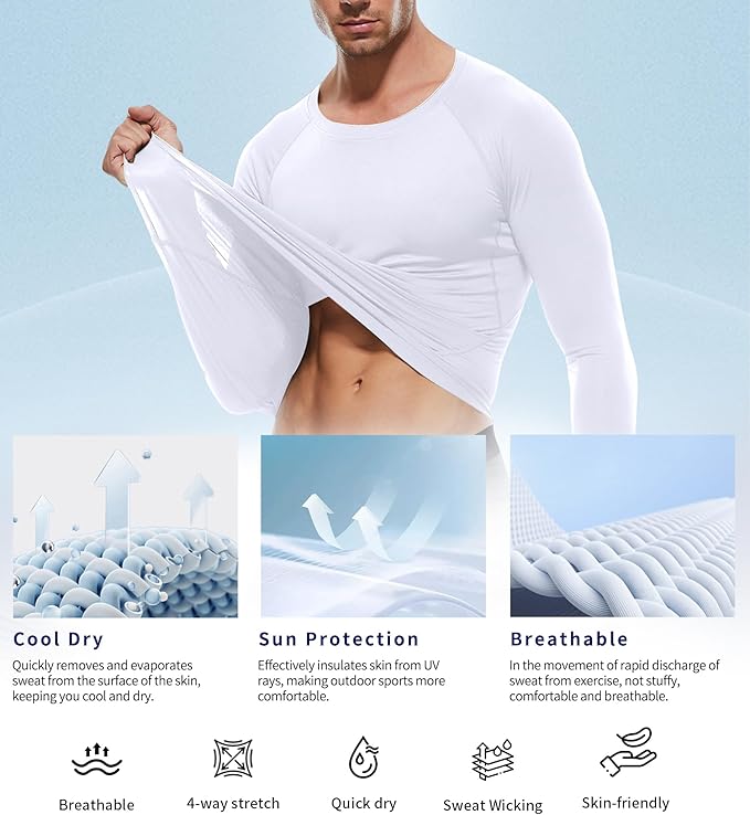 Compression Shirt Men Long Sleeve Quick Dry T-Shirt Athletic Workout Base Layer Running Sports Gym Undershirts