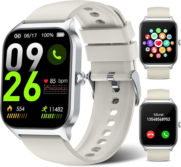 Smart Watch for Men Women Make Call Answer 1.85" with 20+ Sport Modes Fitness Tracker Sleep Spo2 Heart Rate Monitor Smartwatch Waterproof Pedometer Activity Tracker for Android iPhone