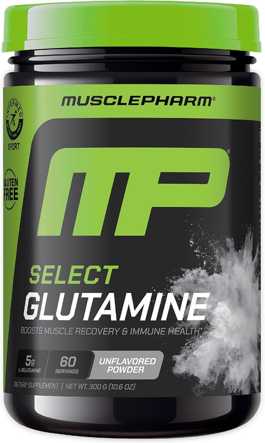 MusclePharm Glutamine, Pure L-Glutamine Powder Supplement for Post Workout Muscle Recovery, Energy & Gut Health, 5g L Glutamine Powder per Serving, Gluten-Free, Unflavored, 60 Servings