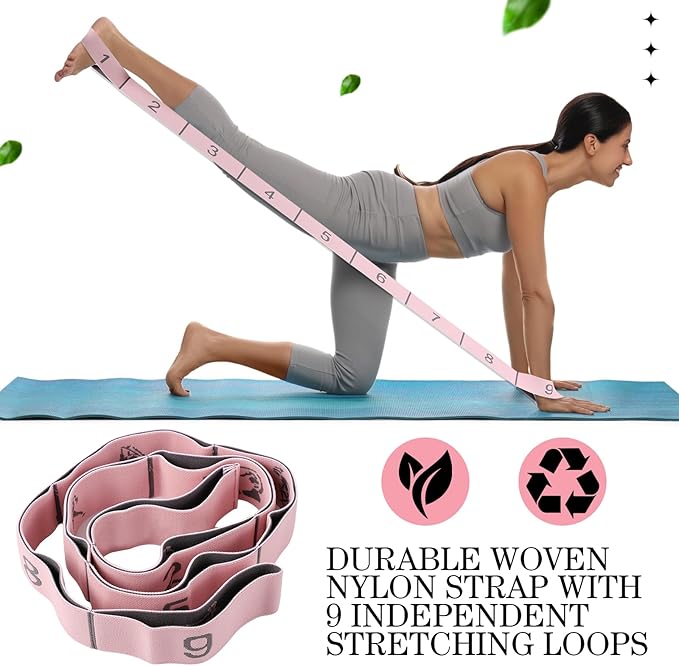 6 Pcs Pink Foam Roller Set Includes Peanut Massage Ball, Back Roller, Massage Roller Stick, 2 Foot Stretching Strap, and Fasciitis Ball for Christmas Gift Exercise Physical Body Therapy Yoga Massager