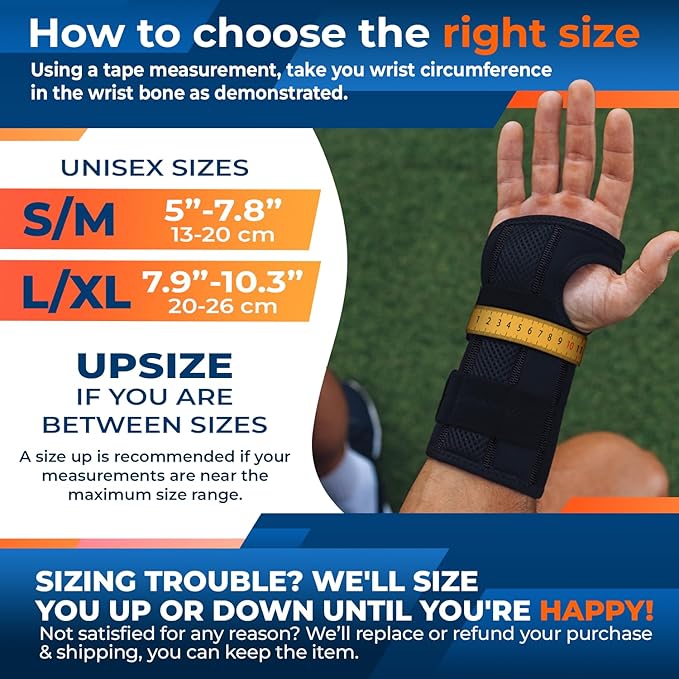 DR. BRACE Adjustable Wrist Brace Night Support for Carpal Tunnel, Doctor Developed, Upgraded with Double Splint & Therapeutic Cushion,Hand Brace for Pain Relief,Injuries,Sprains (S/M Left Hand, Black)
