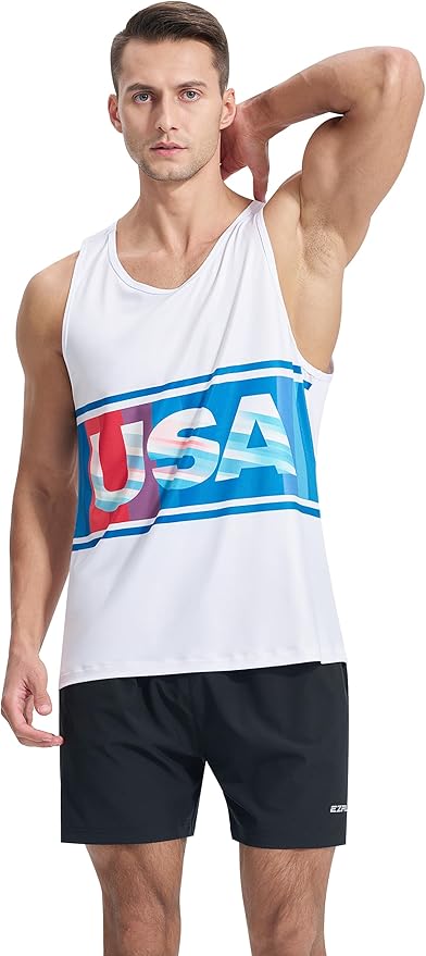 EZRUN Men's Quick Dry Sport Tank Top for Bodybuilding Gym Athletic Jogging Running,Fitness Training Workout Sleeveless Shirts