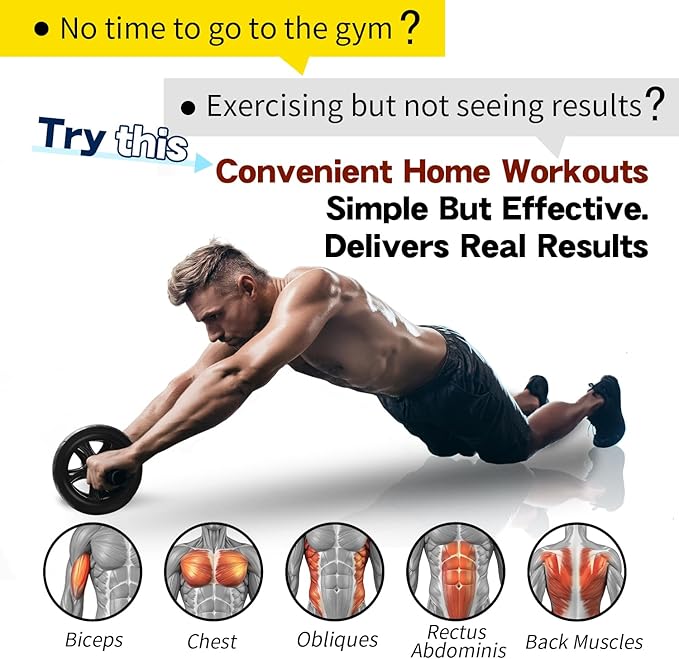 Convertible Ab Wheel Roller,Abs & Core Workout, Exercise Wheel with Knee Pad, Double Wheel Set with Dual Fitness Strength Training Modes at Gym or Home