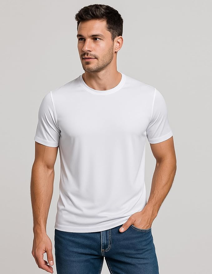 5 Pack Men’s Active Quick Dry Crew Neck T Shirts | Athletic Running Gym Workout Short Sleeve Tee Tops Bulk