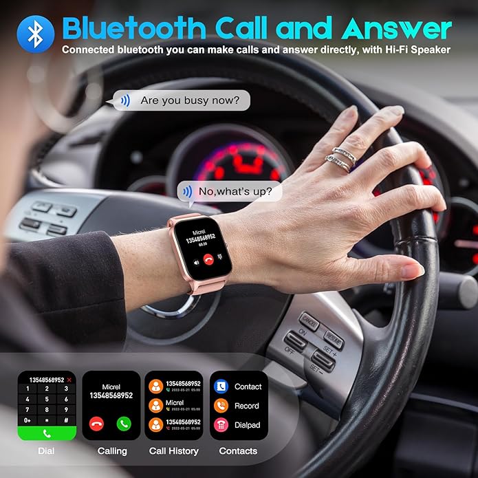 Smart Watch for Men Women Make Call Answer 1.85" with 20+ Sport Modes Fitness Tracker Sleep Spo2 Heart Rate Monitor Smartwatch Waterproof Pedometer Activity Tracker for Android iPhone
