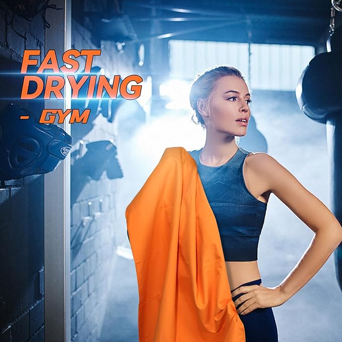 Microfiber Beach Towel-Perfect for Travel, Sports, Camping, Swimming, Yoga, Gym- Quick Dry, Sand Free, Compact, Lightweight, Absorbent (Orange,Small(101x50cm, 40x20”))