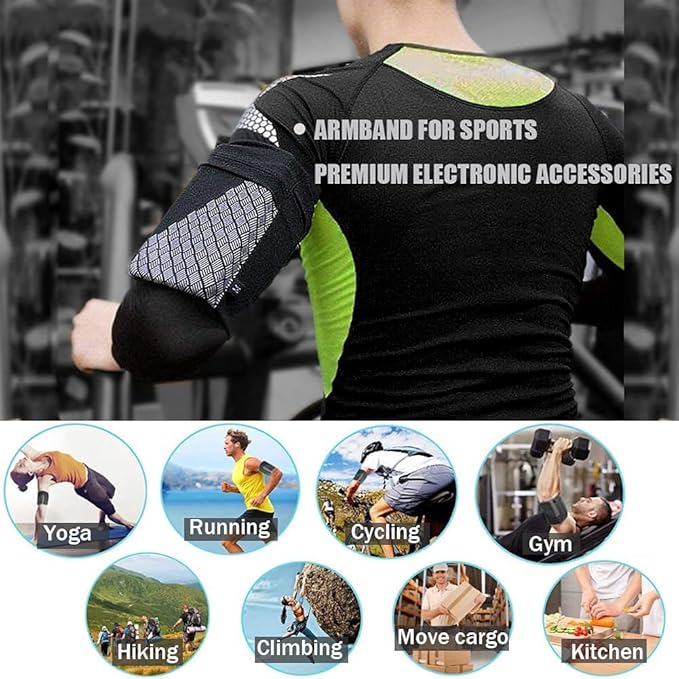 Universal Sports Armband for All Phones. Cell Phone Armband for Running, Fitness and Gym Workouts (iPhone X/8/7/6/Plus,Samsung Galaxy S9/S8/S7/S6/Edge/Plus & LG, Google & More) Black, S