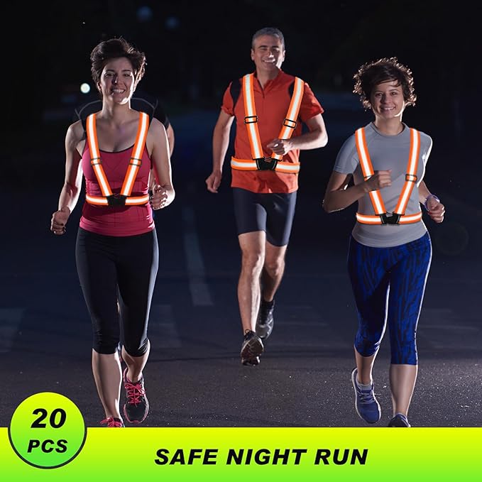 Hercicy 30 Pcs Reflective Vest High Visibility Safety Vests, Adjustable Bright Neon Lightweight Strap (Orange)