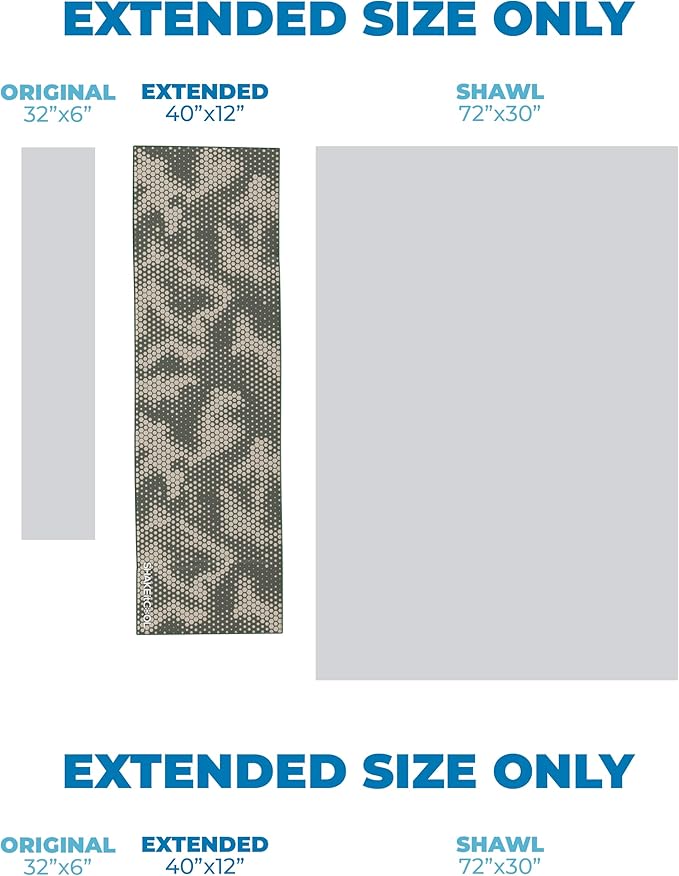 SHAKEitCOOL Extended Size Cooling Towel โ Be Cool in Style - Heat Relief, Soft, Lightweight, Sun Protection, Easy Clean - Perfect for Biking, Hiking, Running, Yoga, Golf, Gardening - Green Camo M