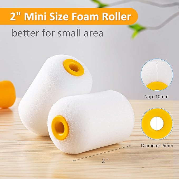 Mister Rui Paint Roller Kit 22 Piece, 4" 2" Paint Rollers, Foam Paint Roller, Microfiber Roller Covers for Painting Walls, Small Paint Roller, Mini Rollers for Painting Furniture, Stenciling