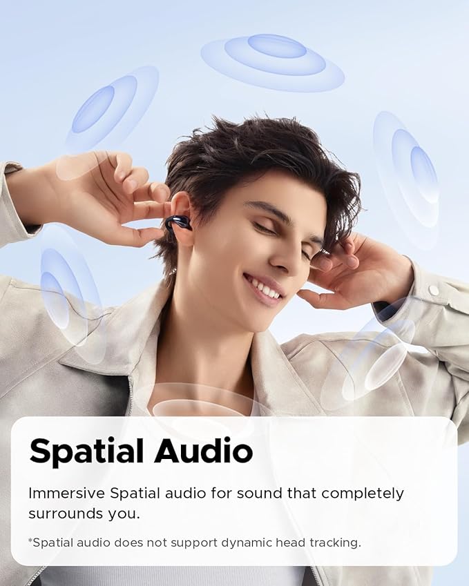 SoundPEATS PearlClip Pro Ear Ultra Open Ear Earbuds Wireless Headphones Bluetooth 5.4 Earphones Clip On Ear Buds with Mic, IPX5 Waterproof, 24 Hrs Play for Running Cycling Fitness