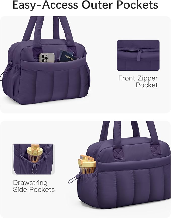 oscaurt Gym Bag for Women Lightweight Duffle Bag for Travel with Toiletry Pouch Water Resistant Carry On Weekender Overnight Duffel