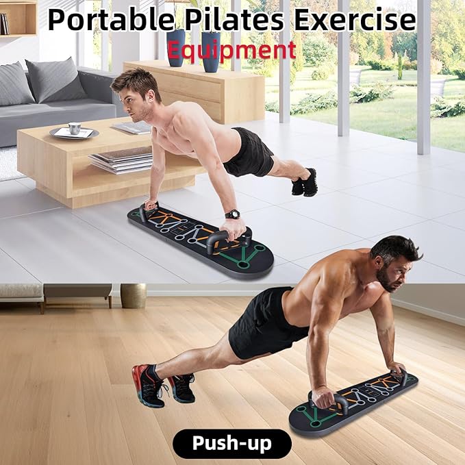 Foldable Push Up Board System 10-in-1 Multifunctional Push Up Bar for Full-Body Strength Training with Pushup Handles, Portable Home Gym Equipment Chest & Arm Muscle Builder for Men & Women