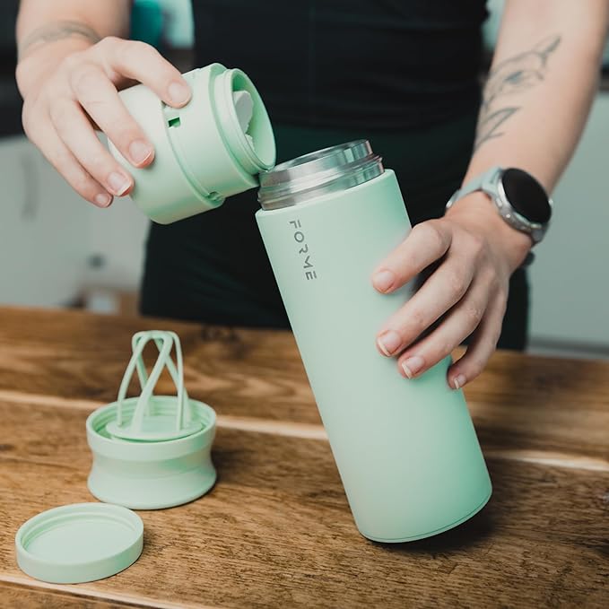 FORME - OG Classic Shaker, 500ml + 35g Stainless Steel Protein Shaker, Double Walled Vacuum Insulated, Cold and Hot Drinks, Silent & Leak Proof, Fits Most Cup Holders (Sea Mist)