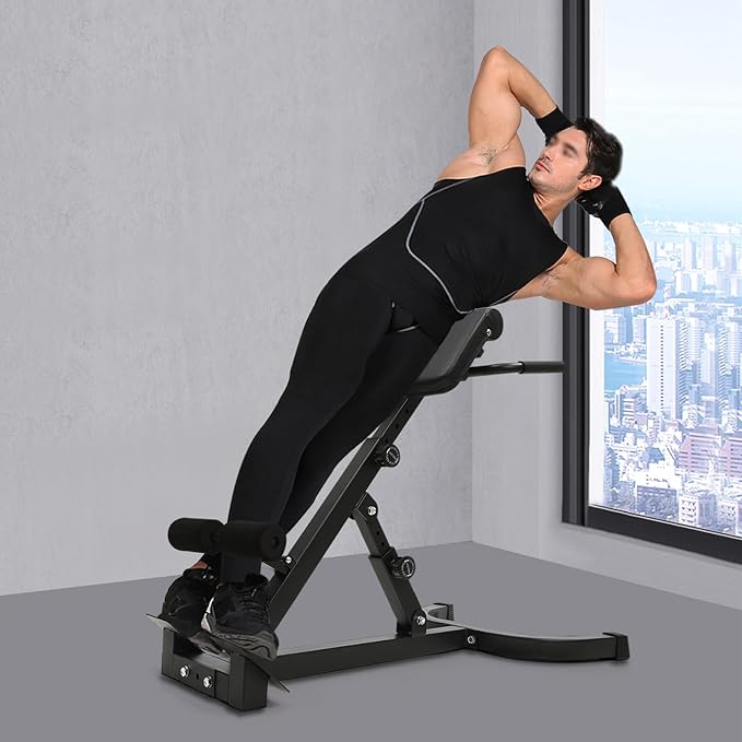 Roman Chair, Adjustable Hyperextension Bench Multifunctional Workout Bench 330lbs with 8 Adjustable Positions for Strength Training Ab Bench & Foldable Sit-Up Bench for Home Gym Workouts
