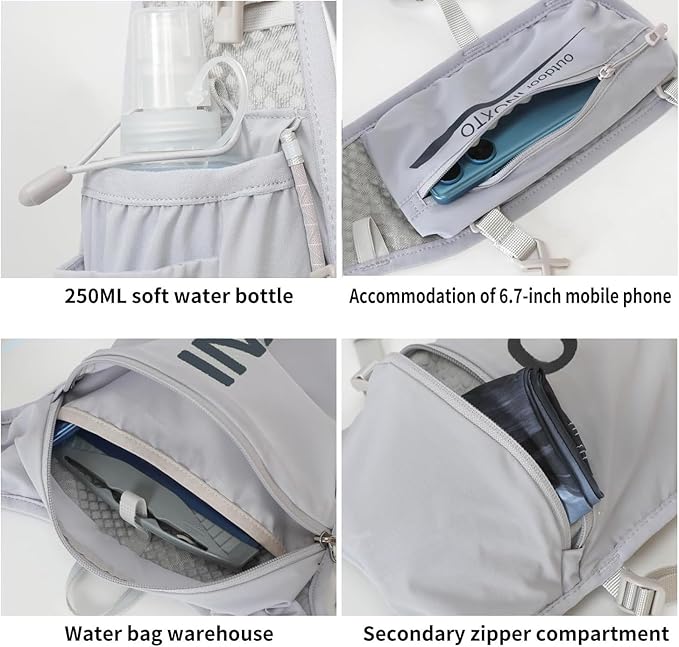 INOXTO Running Hydration Vest ,Lightweight Insulated Pack with 250ml Soft Flask Daypack for Hiking Trail Running Cycling Race Marathon for Women Men