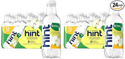 Hint Fruit-Infused Bottled Water, Crisp Apple - Sugar Free Flavored Water with Zero Calories, Naturally Flavored, and No Artificial Sweeteners - 16 Fl Oz (Pack of 24)