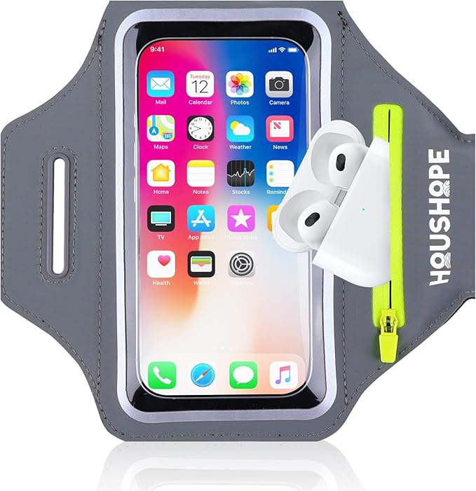 Running Armband with Cell Phone Armband for iPhone 17 16 Pro 15 14 13 Plus XR XS, Galaxy S24/S10 Water Resistant Sports Phone Holder Case & Card Slot & Key Pockets for 6.7" Phone