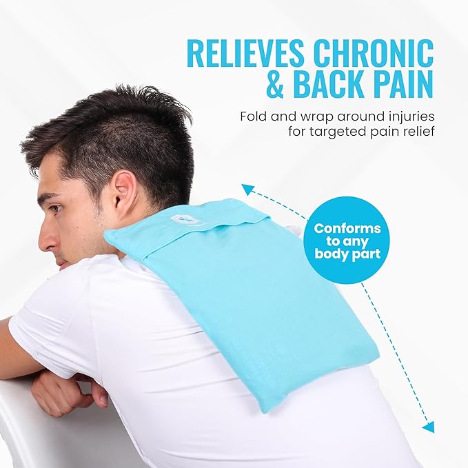 ICEWRAPS 10”x14” Reusable Ice Pack with Soft Fabric Cover - Multipurpose Flexible Cold Therapy Clay Ice Packs for Knee and Back Swelling, Injury, and Chronic Pain Relief, Adjustable Cold Packs