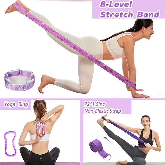 Pilates Essentials Kit for Women, Yoga Exercise Equipment Set for Home Workouts with Mini Ball, Resistance Bands, Sliding Disks & Accessories - Fitness Set for Yoga & Pilates Beginners
